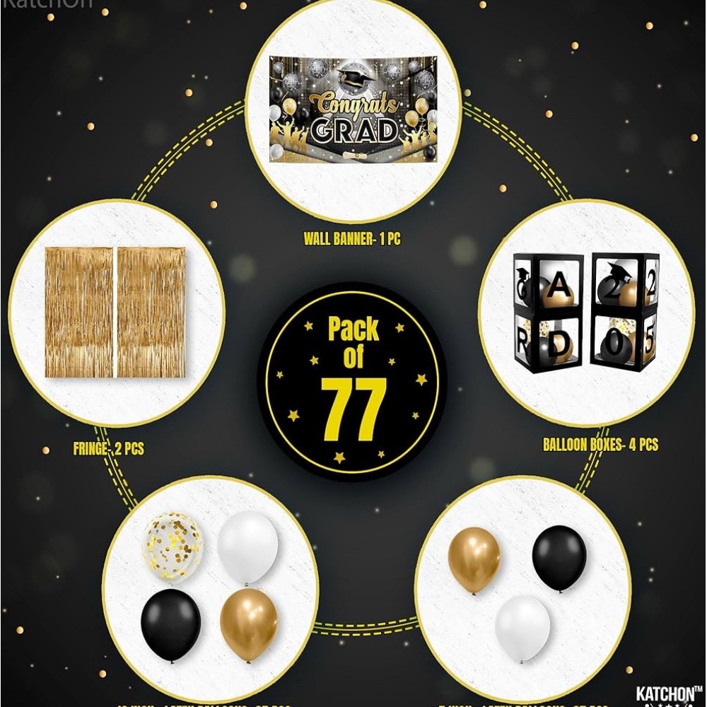 Black and Gold Decorations Class of 2025